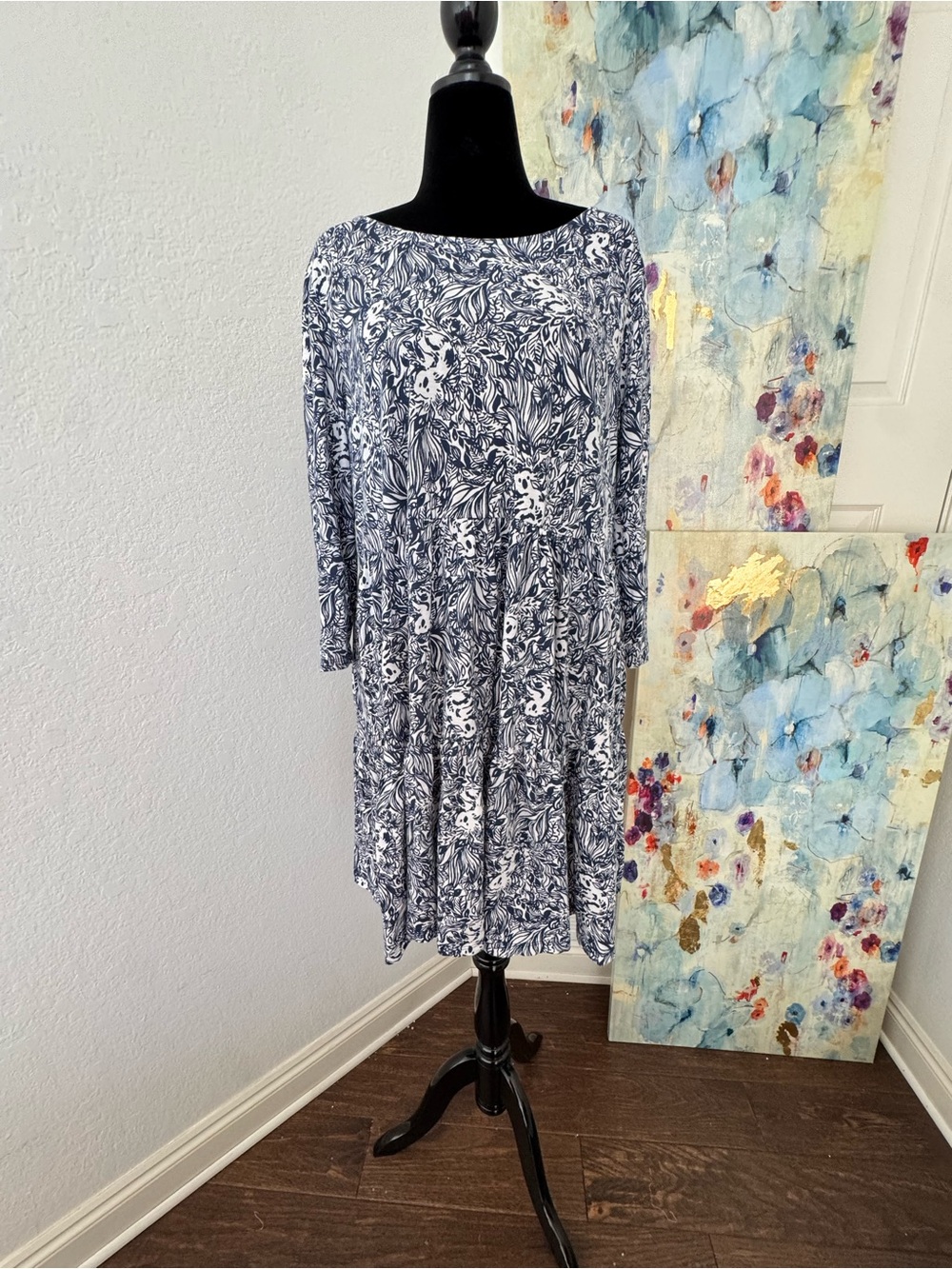 Lilly Pulitzer Sz XXL Geanna Swing Dress High Tide Navy Gday Mate